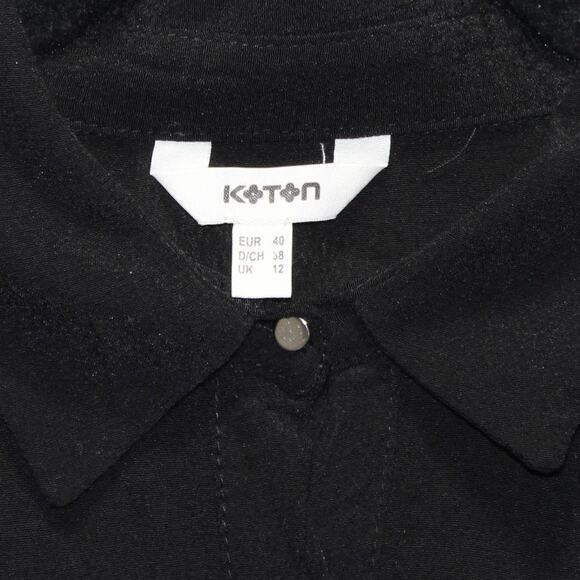 KOTON Black Short Sleeve Button Up Blouse Size Medium - Picture 5 of 5